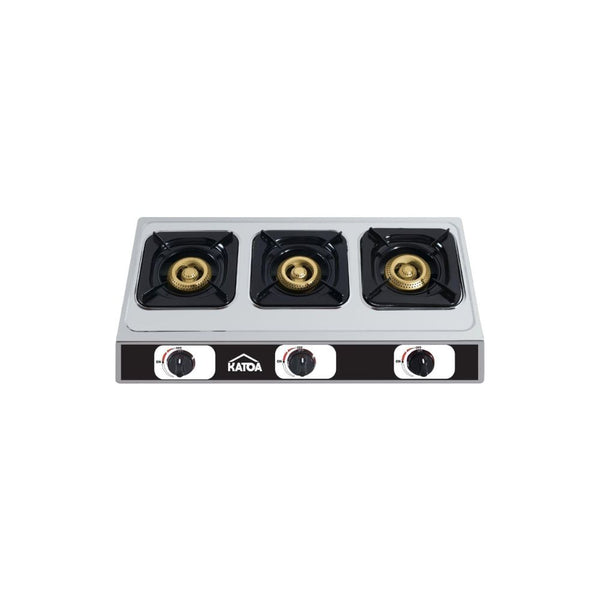 Estufa de Mesa KATOA – 3 Quemadores de Alta Eficiencia en Acero Inoxidable para Gas LP