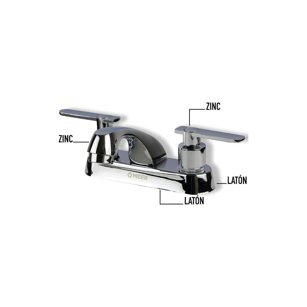 Mezcladora para Lavabo Cromada de 1/4 de Vuelta – Fabricada en Acero Inoxidable, Zinc y Latón (Alta Durabilidad y Eficiencia)