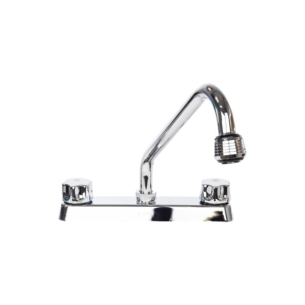 Mezcladora Cromada para Fregadero con Cartucho de 1/4 de Vuelta, Doble Chorro, Fabricada en Acero Inoxidable, Zinc y ABS