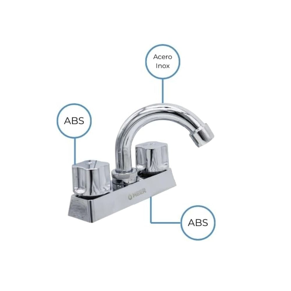 Mezcladora Cromada para Lavabo con Manerales de ABS y Cuerpo de Latón – Sistema de Cierre 1/4 de Vuelta