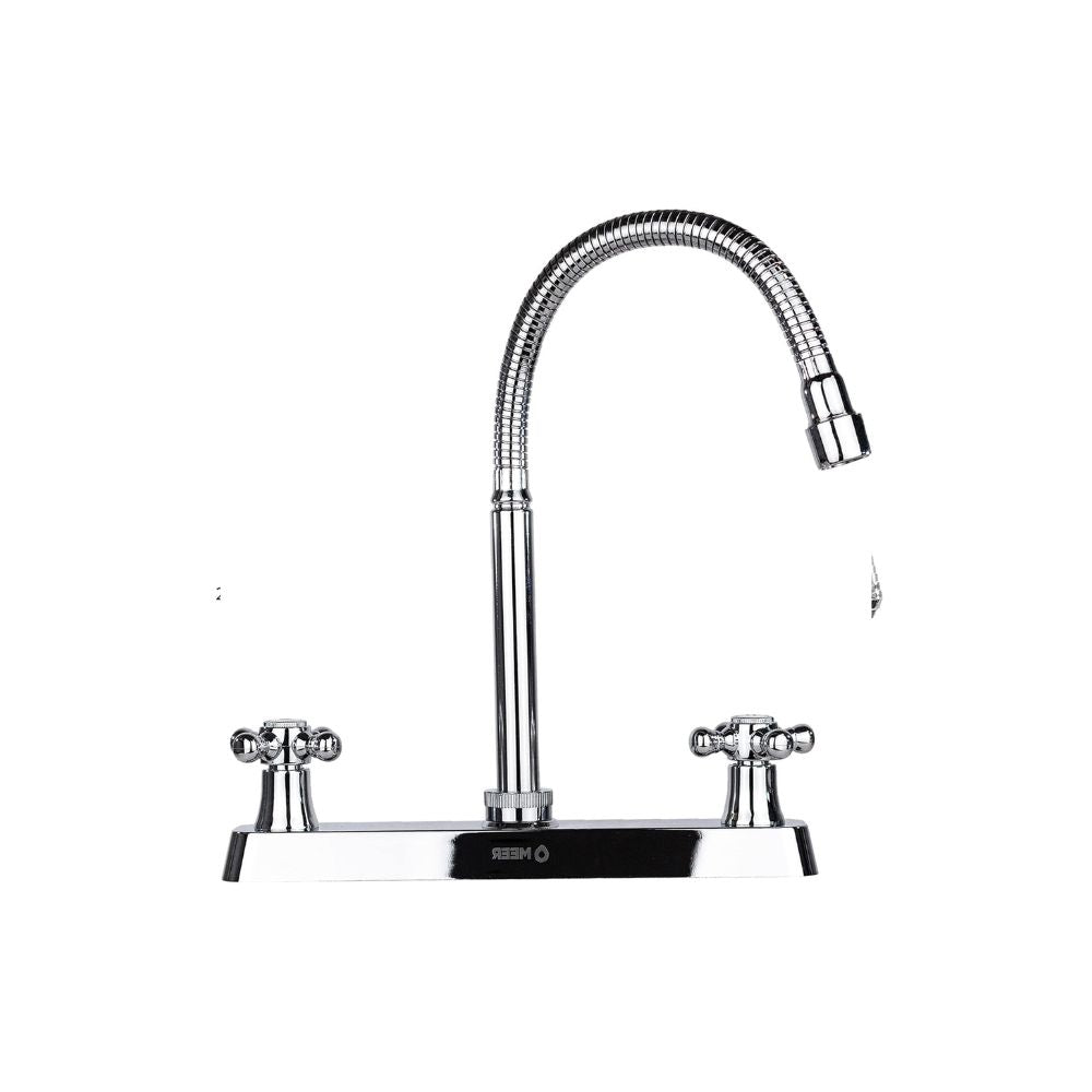 Llave Mezcladora para Cocina con Cuello Flexible con Rotación de 1/4 de Acero Inoxidable, Llaves para Fregadero de Cocina Acabado Cromado