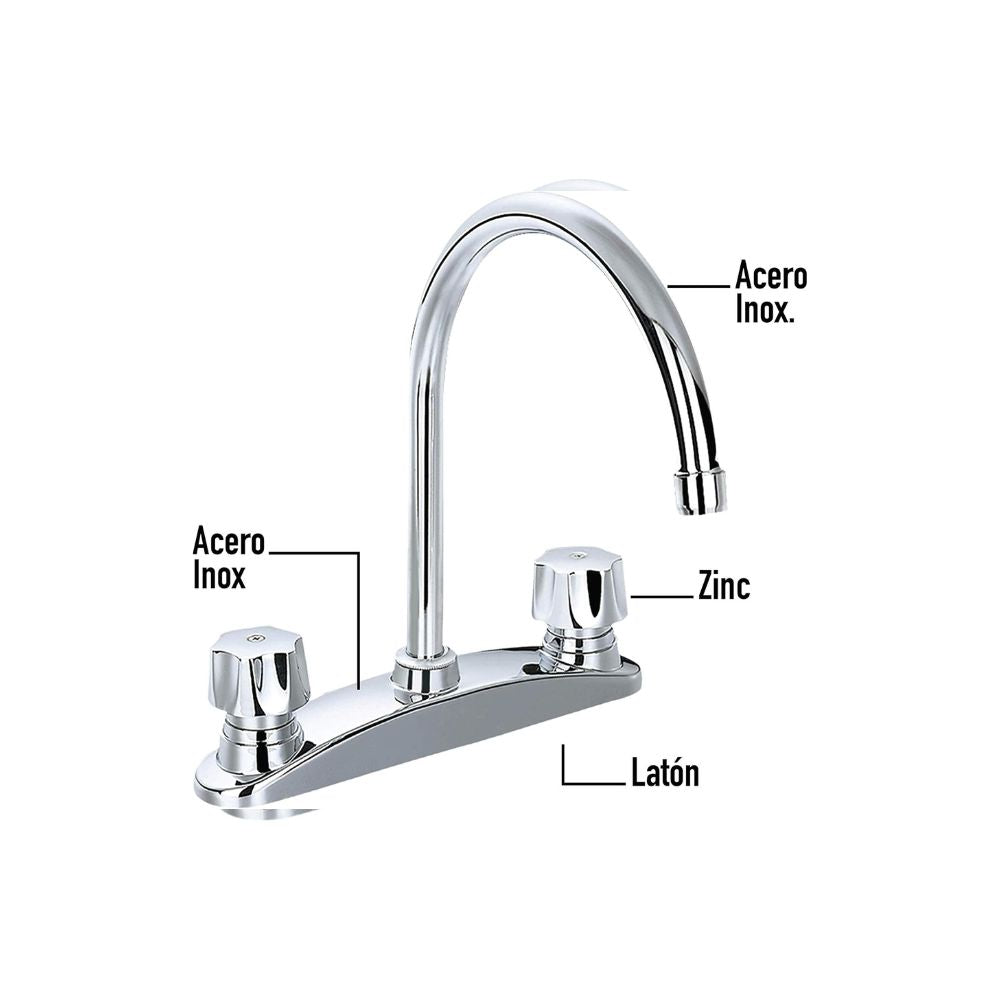 Mezcladora Monomando Cromada para Lavabo, con Cartucho Cerámico y Fácil Instalación, Acabado Brillante y Materiales de Alta Resistencia