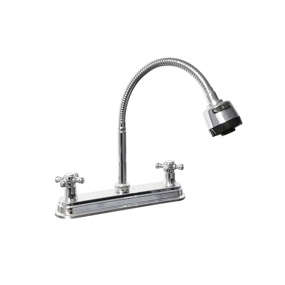 Mezcladora Flexible para Fregadero con Aireador, 2 Funciones de Chorro, Acabado Cromado, Cuello de 360°, Fabricada en Latón, Acero Inoxidable, ABS y Zinc
