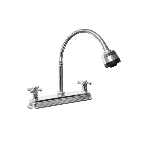 Mezcladora Flexible para Fregadero con Aireador, 2 Funciones de Chorro, Acabado Cromado, Cuello de 360°, Fabricada en Latón, Acero Inoxidable, ABS y Zinc
