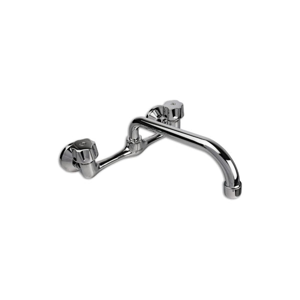 Mezcladora de Pared Cromada para Fregadero de Cocina con Cuello Rígido, Tecnología Water Sense e Instalación Plug & Play