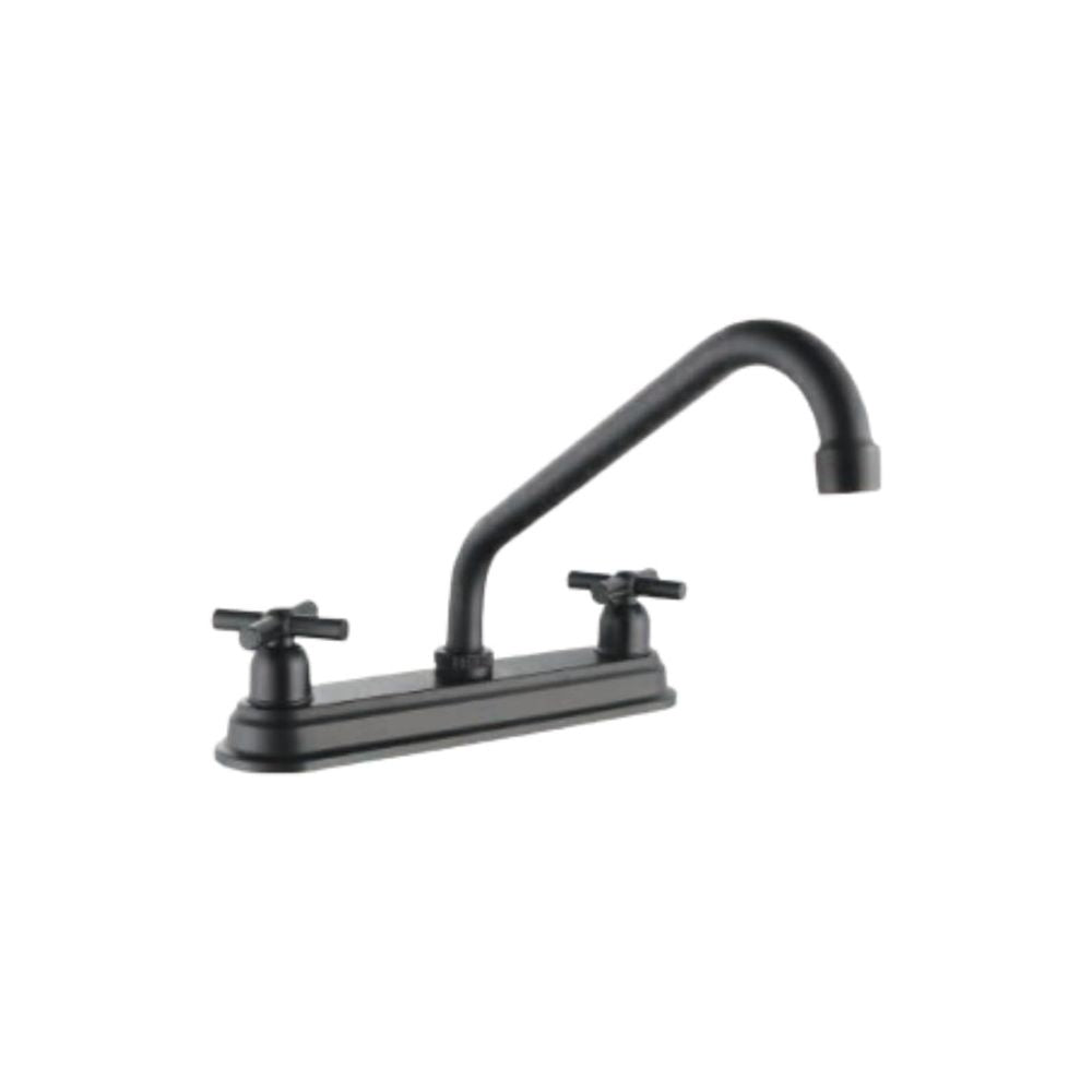 Mezcladora para Fregadero en Acabado Negro Mate – Fabricada en Acero Inoxidable, Zinc y ABS | Cuello Giratorio y Tecnología Water Sense