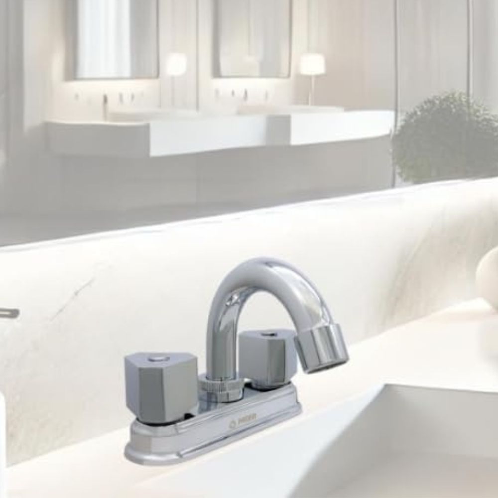 Mezcladora de Lavabo Giratorio 360°, Mezcladora Cromada con Manerales de Zinc y Cuerpo de Latón