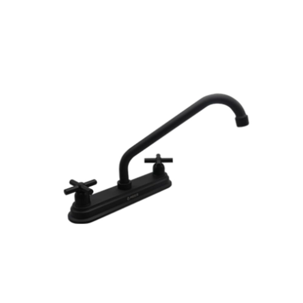 Mezcladora para Fregadero en Acabado Negro Mate – Fabricada en Acero Inoxidable, Zinc y ABS | Cuello Giratorio y Tecnología Water Sense