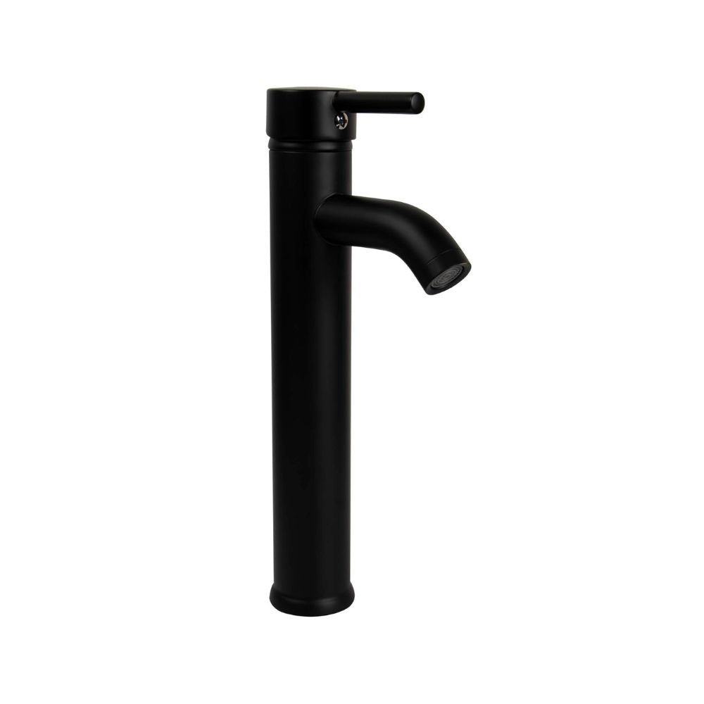 Mezcladora Monomando para Lavabo en Negro Mate, Fabricada en Latón y Zinc, Acabado Antihuellas, Incluye Mangueras e Instalación Rápida