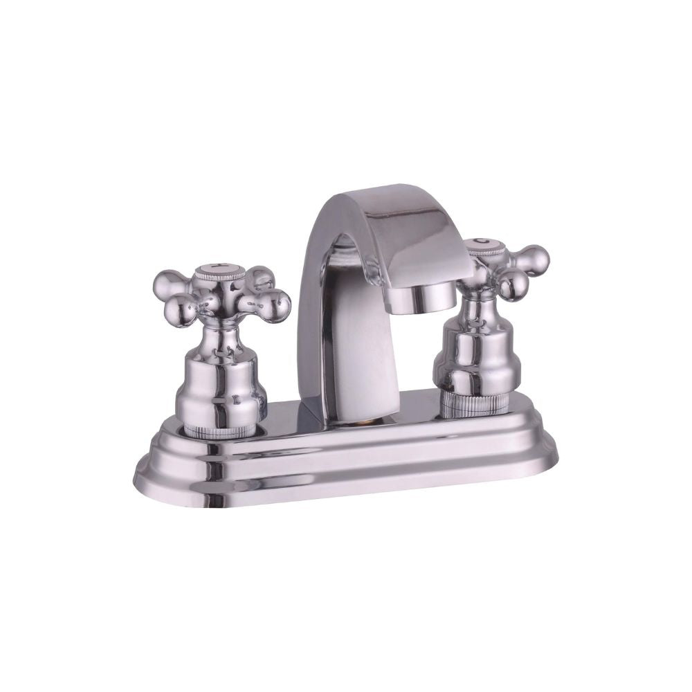 Mezcladora para Lavabo Cromada con Cartucho de Compresión, Cuello Rígido y Manerales de Zinc, Instalación Rápida y Ahorro de Agua