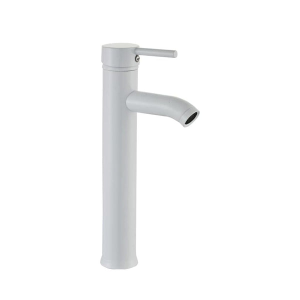 Mezcladora Monomando para Lavabo en Blanco Mate, Acero Inoxidable, 29 cm de Altura, Incluye Mangueras y Aireador Ahorrador