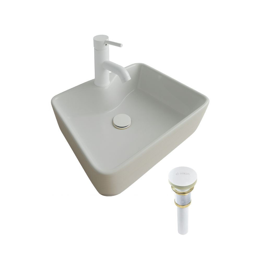 Kit Completo de Lavabo Cerámico con Mezcladora Monomando Blanca y Contra Canasta Pop Up (Copia)