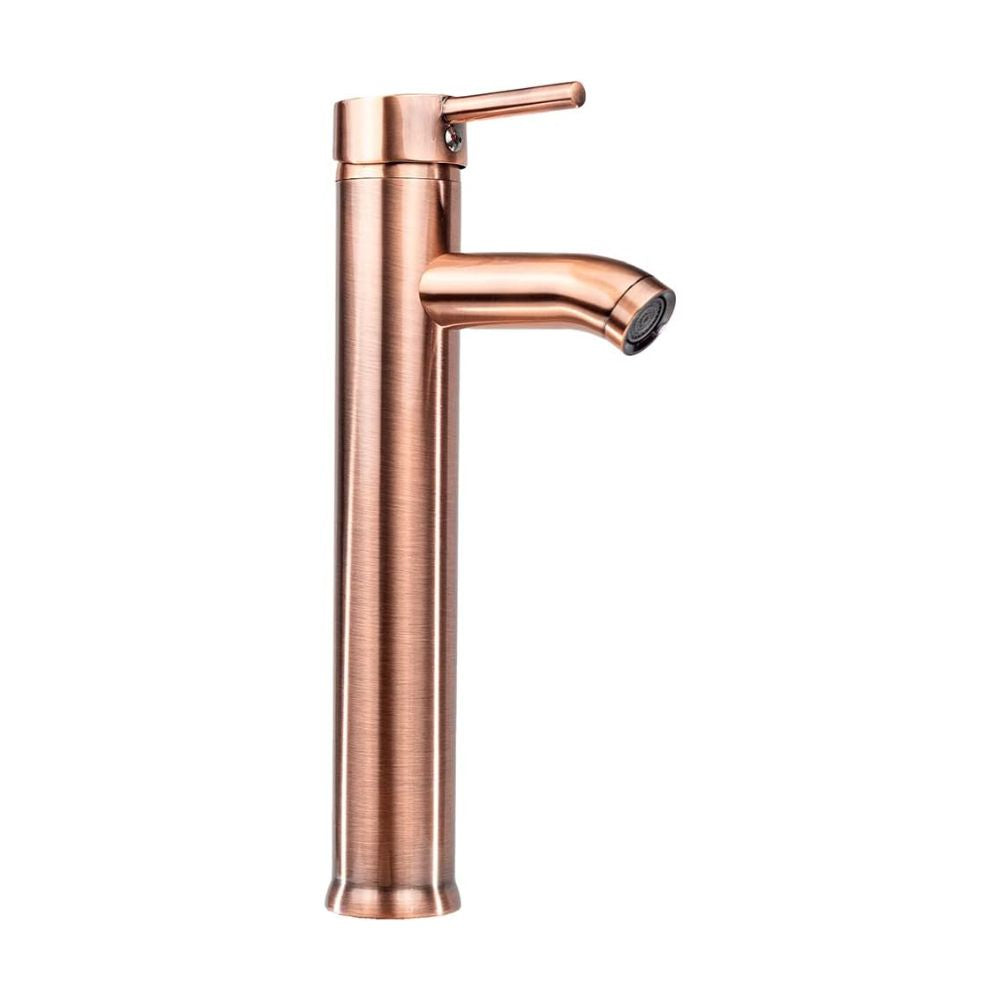 Mezcladora Monomando para Lavabo en Oro Rosado (Cobre), Acero Inoxidable, 29 cm de Altura, Incluye Mangueras y Aireador Ahorrador