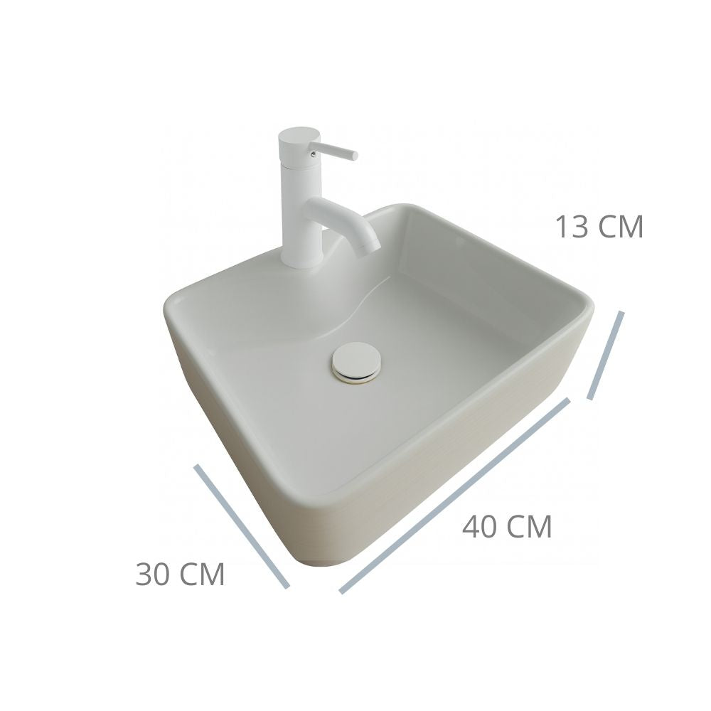 Kit Completo de Lavabo Cerámico con Mezcladora Monomando Blanca y Contra Canasta Pop Up (Copia)
