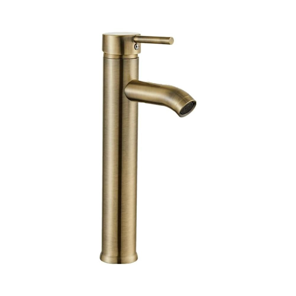 Mezcladora Monomando para Lavabo en Dorado Cepillado, Acero Inoxidable, 30.5 cm de Altura, Ahorro de Agua y Fácil Instalación