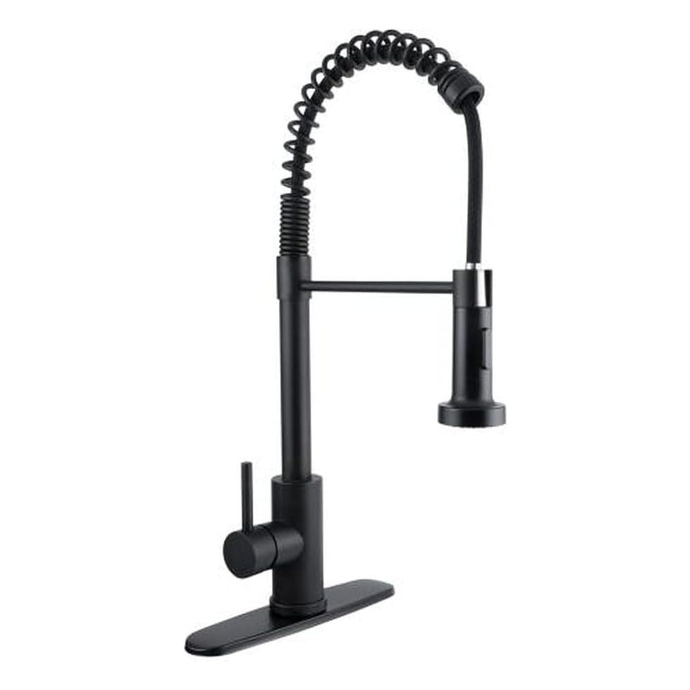 Mezcladora para Cocina de Acero Inoxidable Monomando con Cuello Flexible y Dos Funciones de Chorro, Giro 360° y Acabado Negro Mate