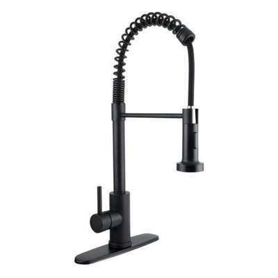 Mezcladora para Cocina de Acero Inoxidable Monomando con Cuello Flexible y Dos Funciones de Chorro, Giro 360° y Acabado Negro Mate