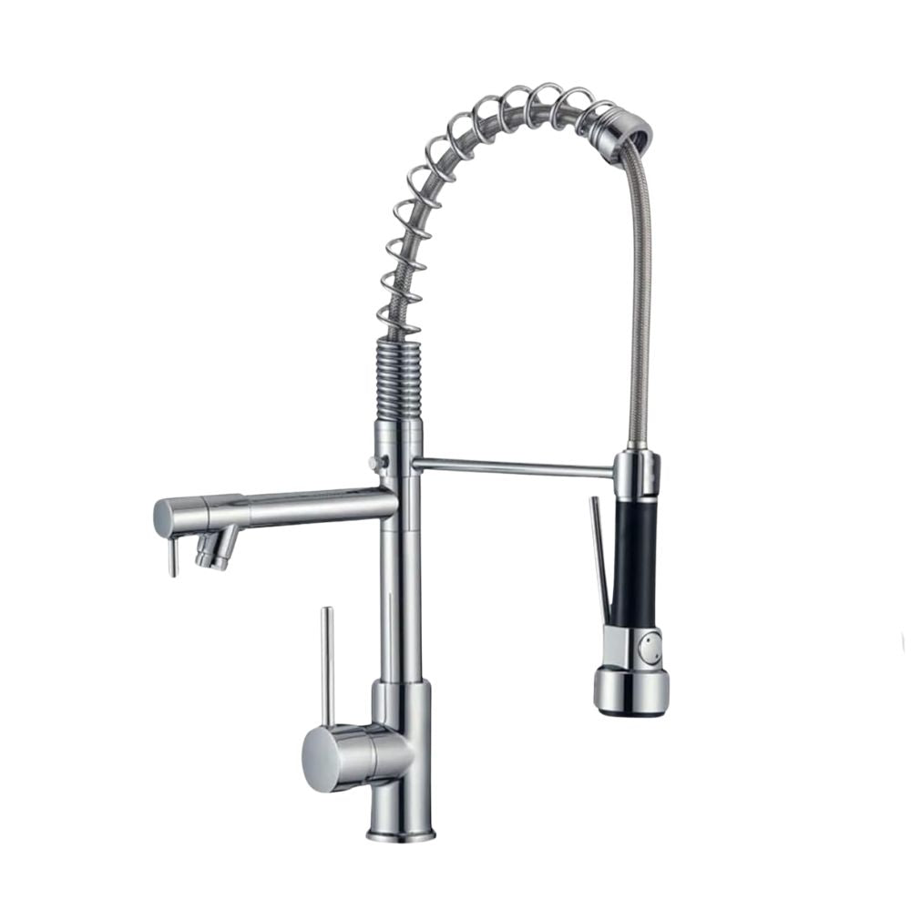 Llave Mezcladora para Cocina (Monomando y Flexible) Grifo para Fregadero con Acabado Cromado, Doble Cuello y Alta Versatilidad