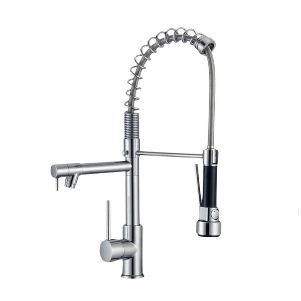Llave Mezcladora para Cocina (Monomando y Flexible) Grifo para Fregadero con Acabado Cromado, Doble Cuello y Alta Versatilidad