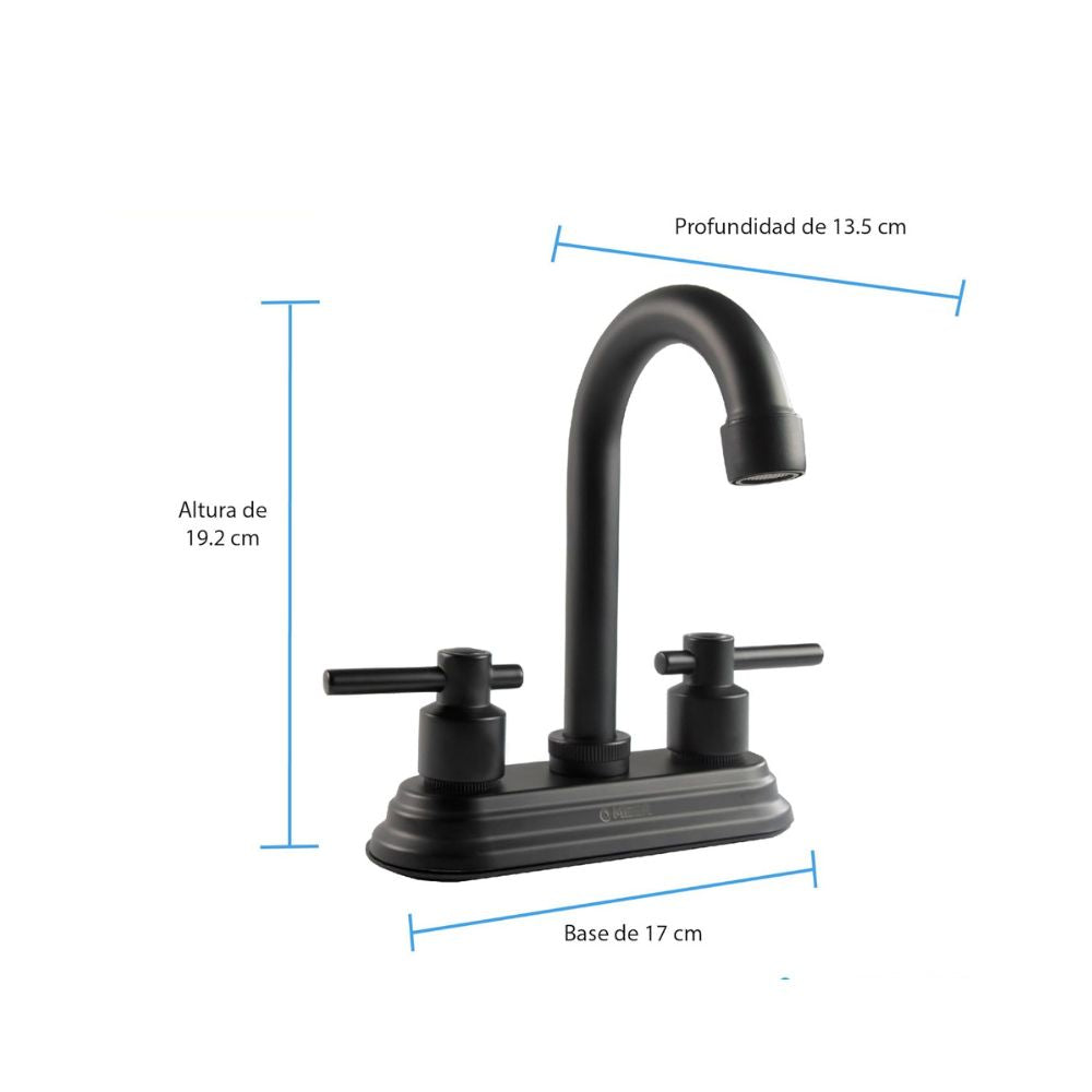 Mezcladora para Lavabo Negro Mate de Acero Inoxidable, Zinc y Latón, Diseño Ergonómico y Fácil Instalación