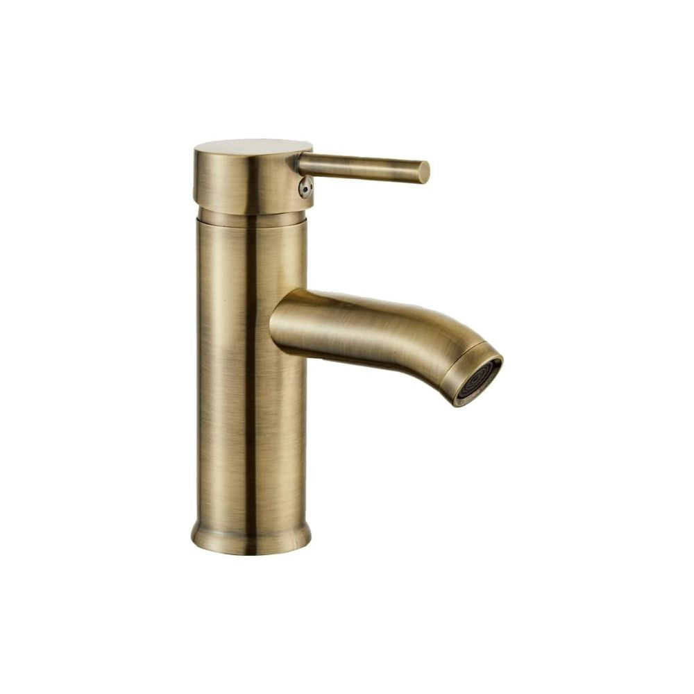 Mezcladora Monomando para Lavabo en Dorado Cepillado, Acero Inoxidable, 17.5 cm de Altura, Ahorro de Agua y Fácil Instalación