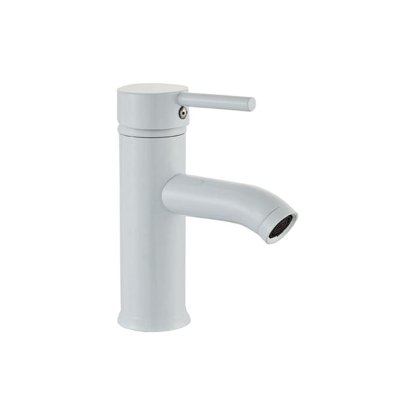 Mezcladora Monomando para Lavabo en Blanco Mate, Acero Inoxidable, 21 cm de Altura, Incluye Mangueras y Fácil Instalación