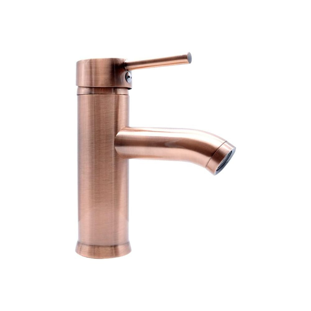 Mezcladora Monomando para Lavabo en Oro Rosado, Acero Inoxidable y Latón, Acabado Cepillado, Incluye Mangueras y Kit de Instalación
