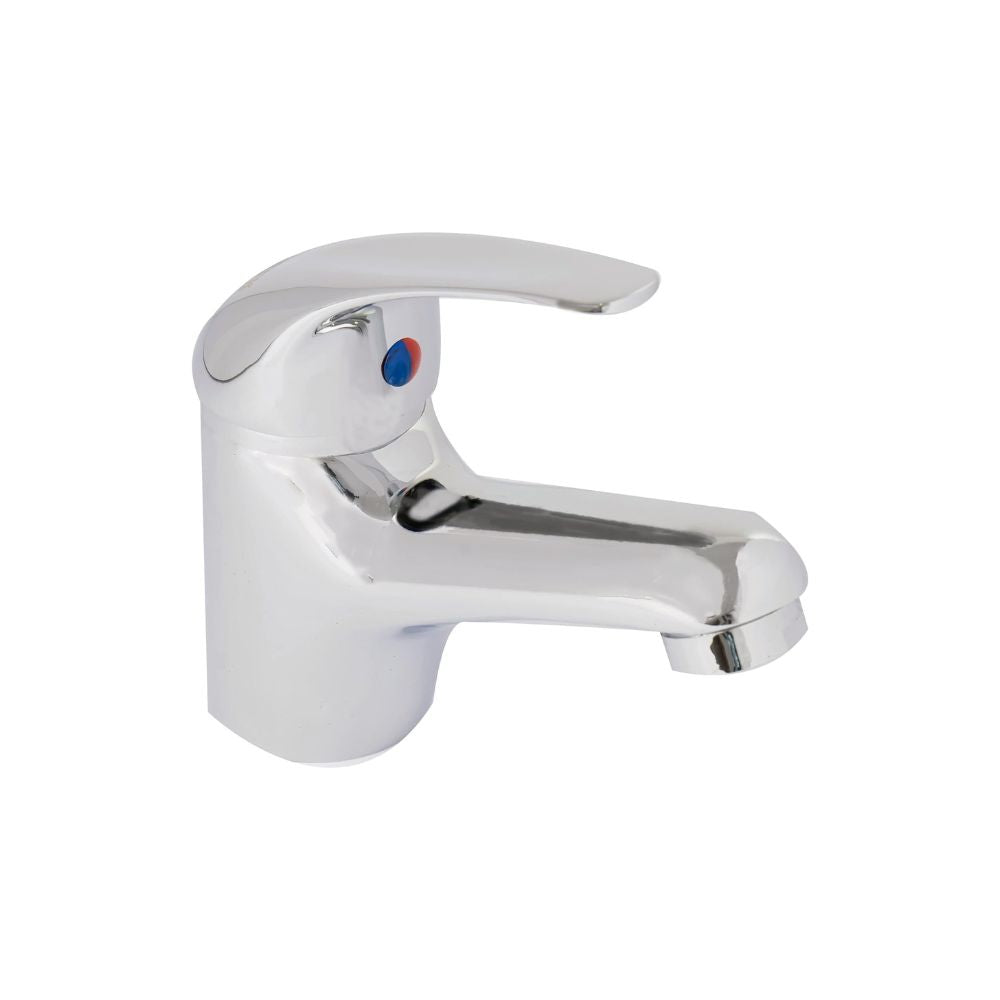 Mezcladora Monomando para Lavabo Cromada, Fabricada en Zinc, 11 cm de Altura, Incluye Mangueras, Ahorro de Agua y Fácil Instalación