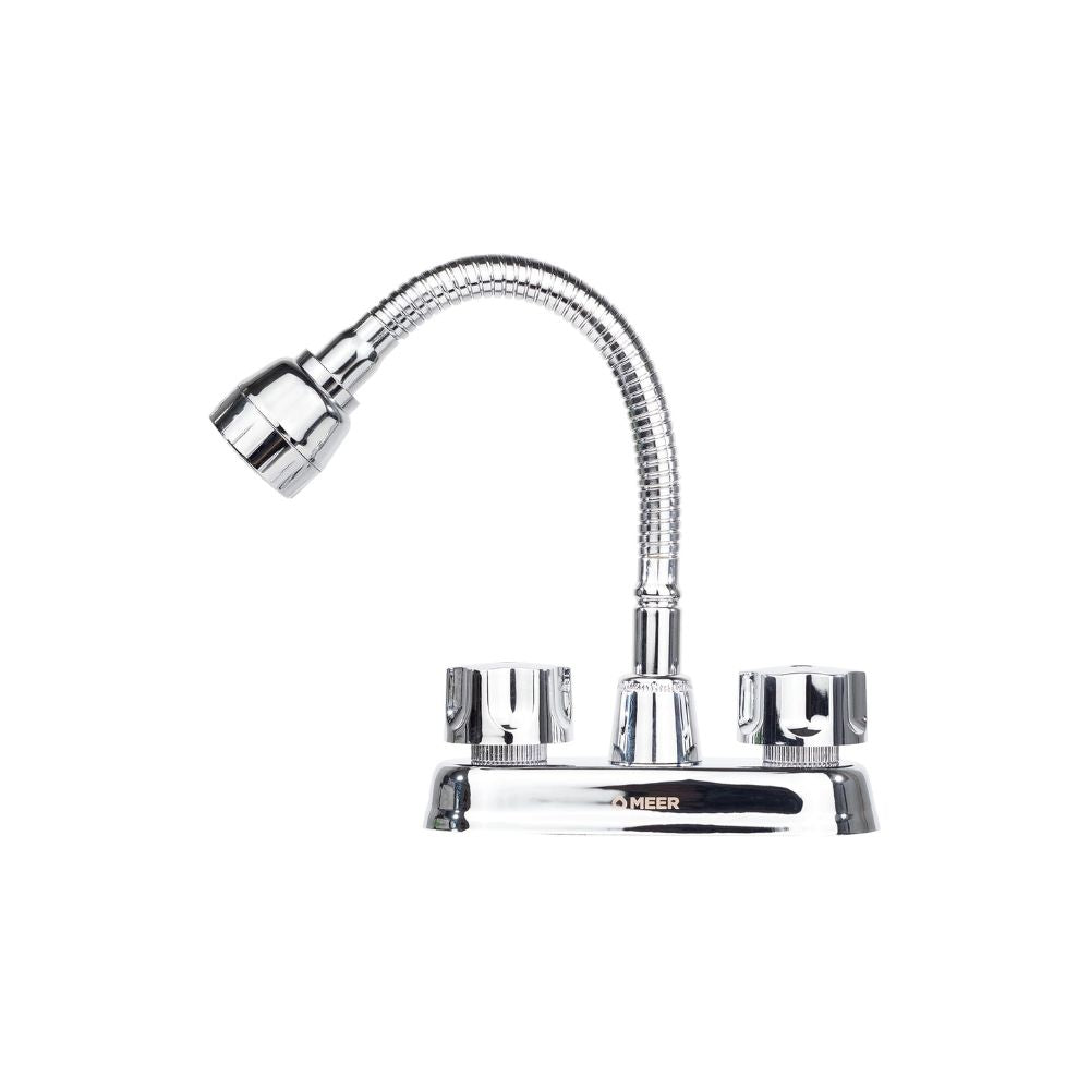 Mezcladora Flexible para Lavabo de Baño en Acero Inoxidable, Latón y ABS, Montaje en Cubierta y Fácil Instalación