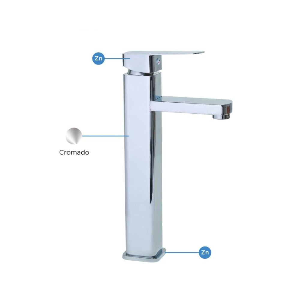 Mezcladora Monomando para Fregadero Cromada, Fabricada en Latón y Zinc, 30.5 cm de Altura, Incluye Mangueras, Ahorro de Agua y Fácil Instalación