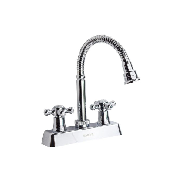 Mezcladora para Lavabo Cromada con Cuello Flexible 360°, Fabricada en Acero Inoxidable, Zinc y ABS, Sistema de 1/4 de Vuelta y Fácil Instalación