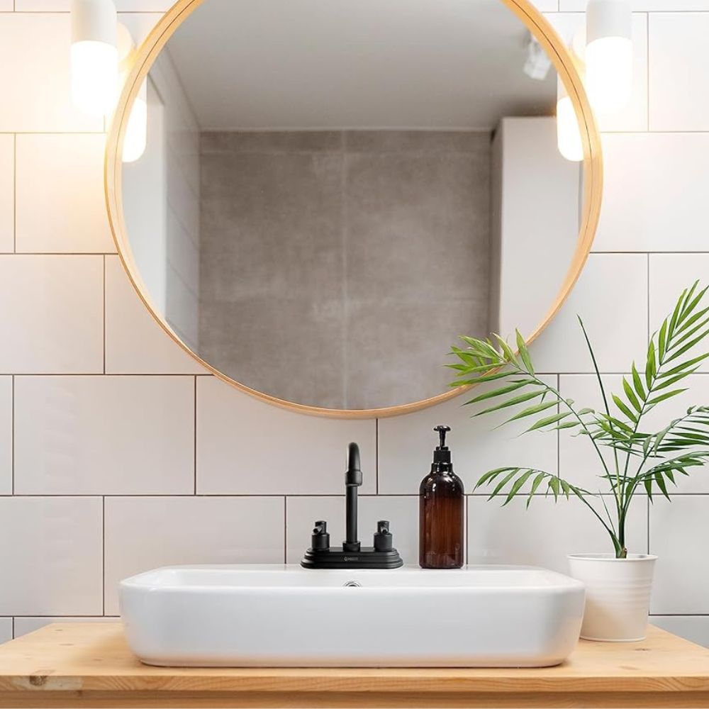 Mezcladora para Lavabo Negro Mate de Acero Inoxidable, Zinc y ABS con Manerales de Palanca, Instalación Rápida y Diseño Ergonómico