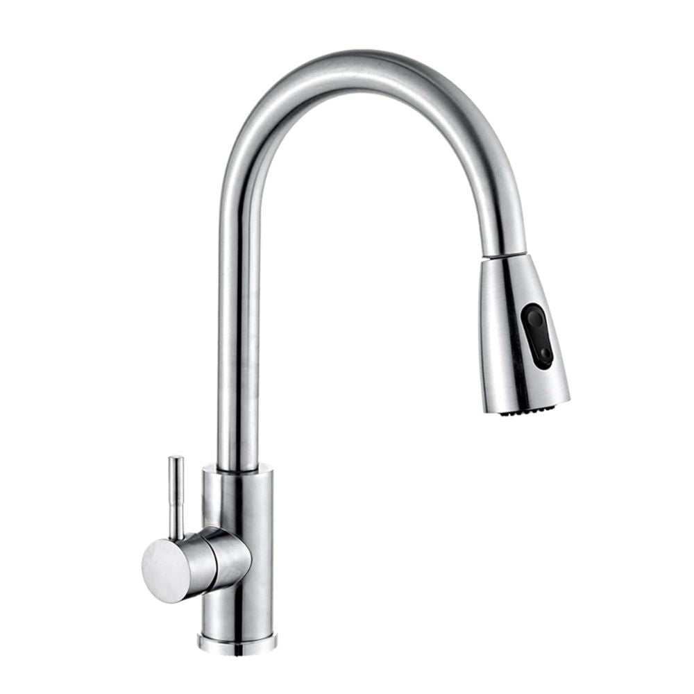 Mezcladora para Fregadero con Dos Funciones de Chorro y Cuello Retráctil (manguera de 55 cm) de Zinc y Latón Satinado