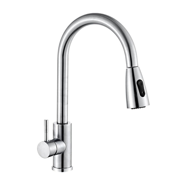 Mezcladora para Fregadero con Dos Funciones de Chorro y Cuello Retráctil (manguera de 55 cm) de Zinc y Latón Satinado