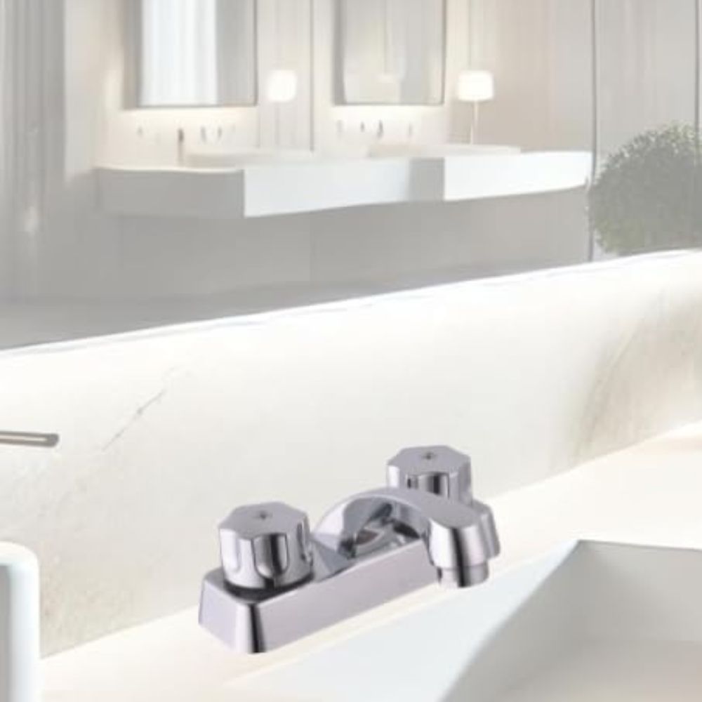Mezcladora para Lavabo Cromada con Manerales de ABS, Sistema de 1/4 de Vuelta y Diseño Compacto