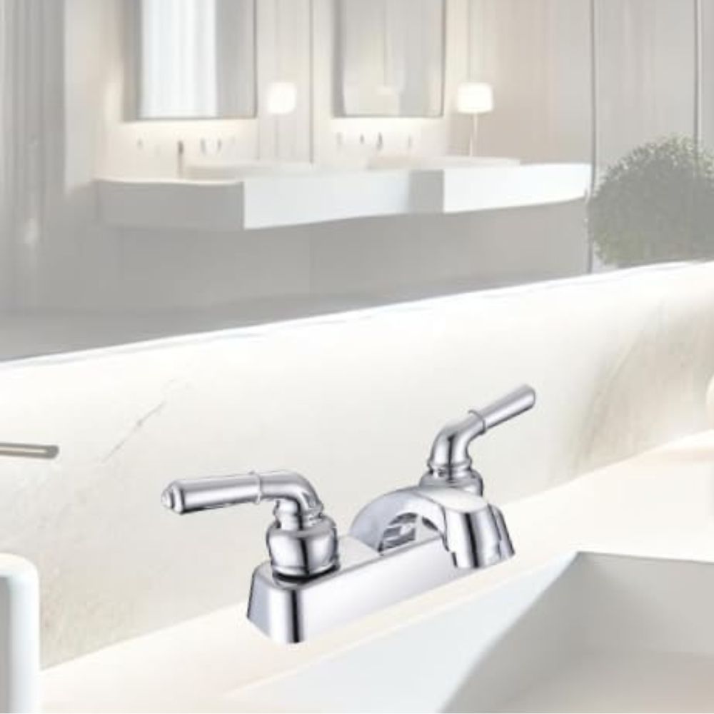Mezcladora para Lavabo Cromada con Manerales de ABS, Sistema de Cierre de 1/4 de Vuelta y Diseño Moderno