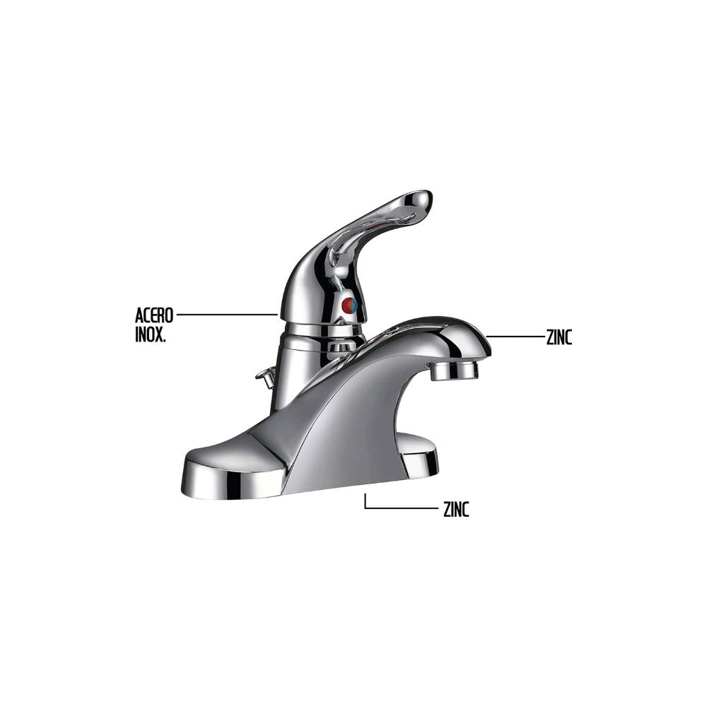 Mezcladora Monomando para Lavabo Cromada, Fabricada en Latón, Acabado Pulido, Resistente al Óxido, Incluye Aireador y Control Preciso