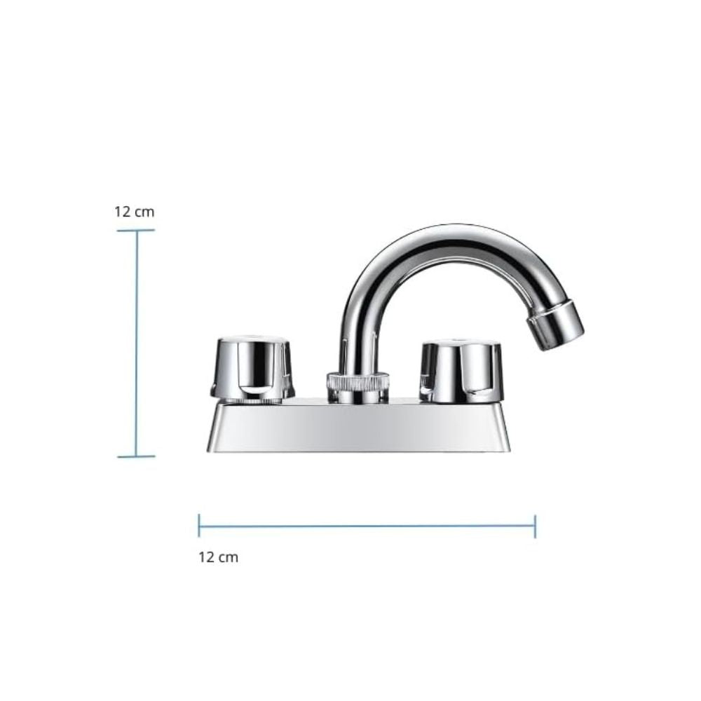 Mezcladora para Lavabo Cromada con Manerales de Zinc, Cuerpo de Acero Inoxidable y ABS, Giro 360° e Instalación Rápida
