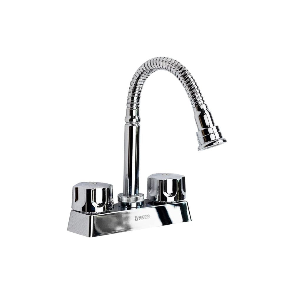 Mezcladora para Lavabo Cromada con Cuello Flexible, Instalación Rápida y Diseño Compacto