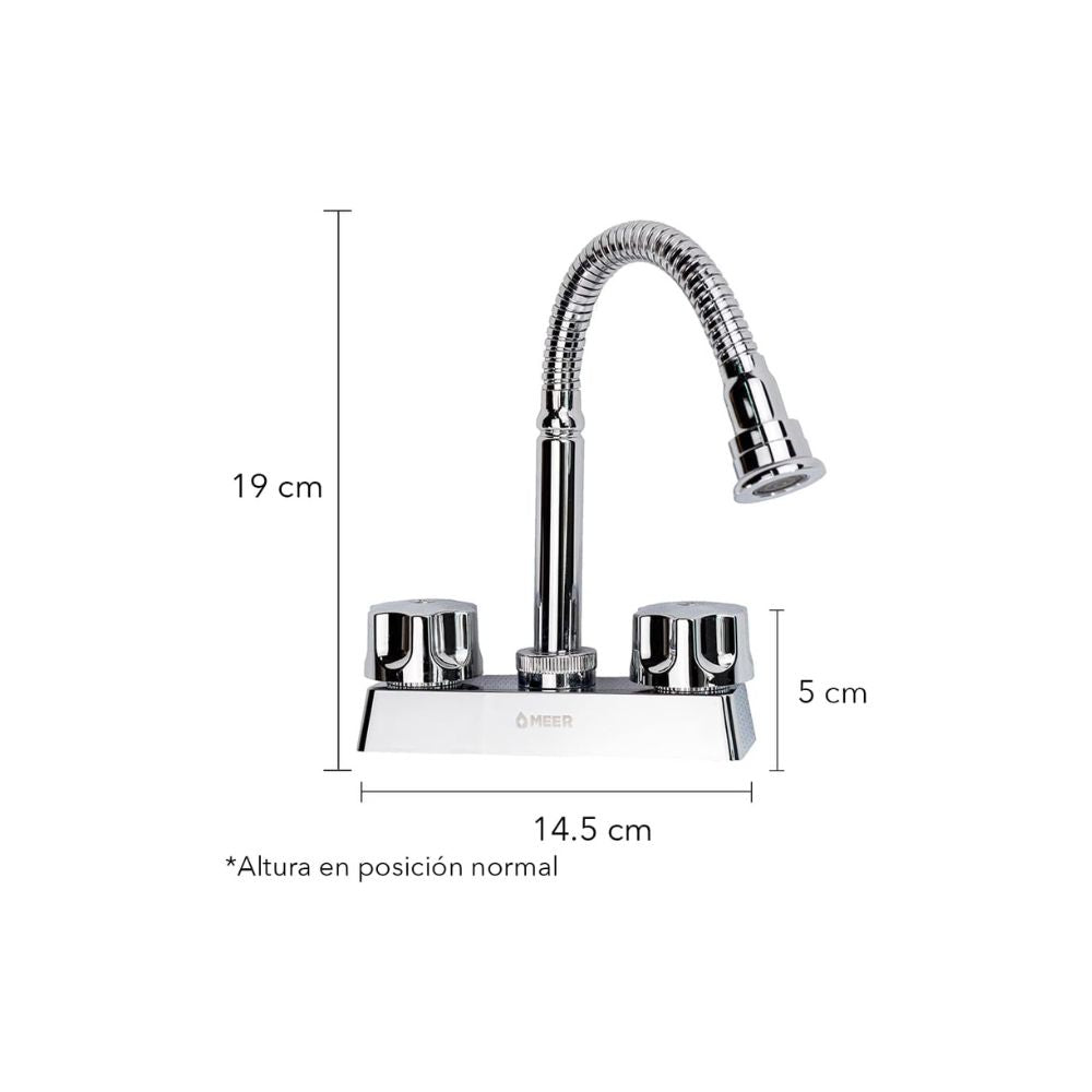 Mezcladora para Lavabo Cromada con Cuello Flexible, Instalación Rápida y Diseño Compacto