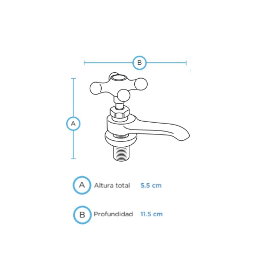 Llave Cromada Monomando para Lavabo (Sin Mezcla de Agua Fría y Caliente) – Compacta, Funcional y Súper Fácil de Instalar