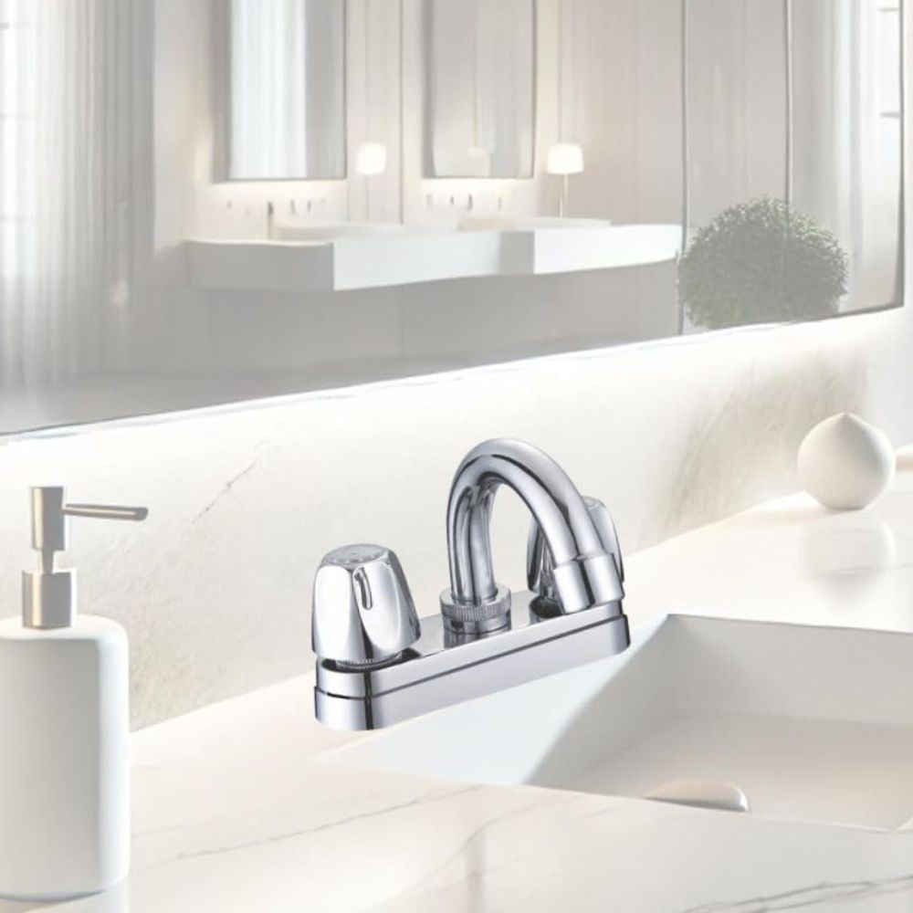 Mezcladora para Lavabo Cromada de Acero Inoxidable y ABS, con Sistema de 1/4 de Vuelta y Manerales Ergonómicos