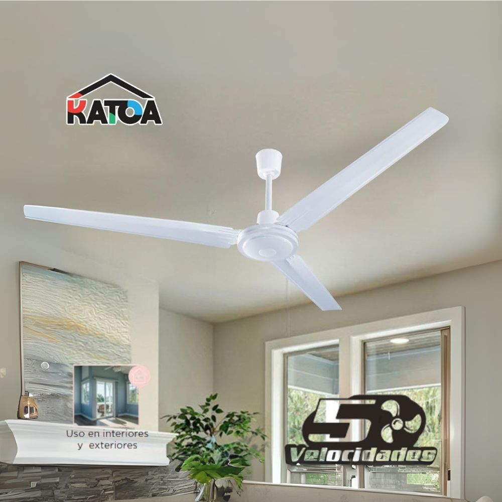 Ventilador de Techo KATOA 56” – 5 Velocidades, Silencioso y de Alto Rendimiento para Interiores y Exteriores