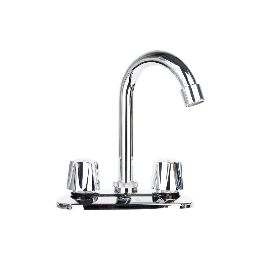 Mezcladora para Lavabo Cubierta en Acero Inoxidable, Cromada, con Giro de 360°, Fabricada en Acero Inoxidable, Zinc y Latón