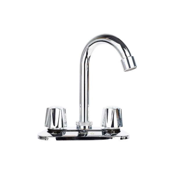 Mezcladora para Lavabo Cubierta en Acero Inoxidable, Cromada, con Giro de 360°, Fabricada en Acero Inoxidable, Zinc y Latón