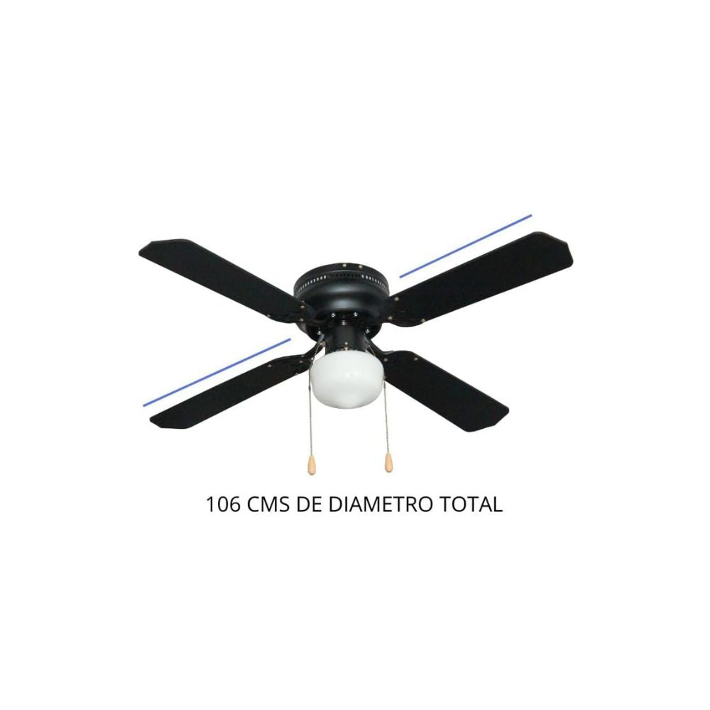 Ventilador de Techo Decorativo KATOA 42” – 3 Velocidades, Silencioso y de Bajo Consumo (Negro)