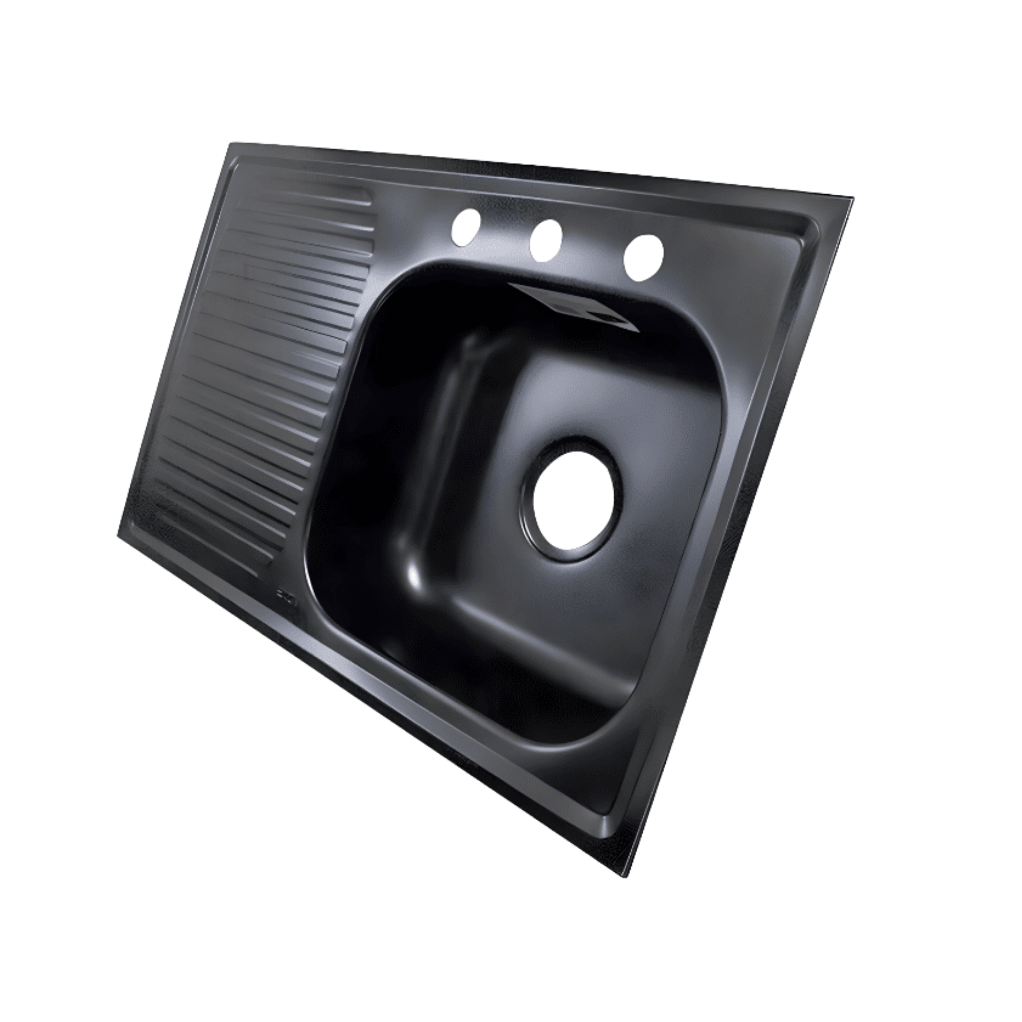 Tarja para Empotrar de 80x50cm en Negro Mate, Ideal para espacios modernos, Escurridor Izquierdo