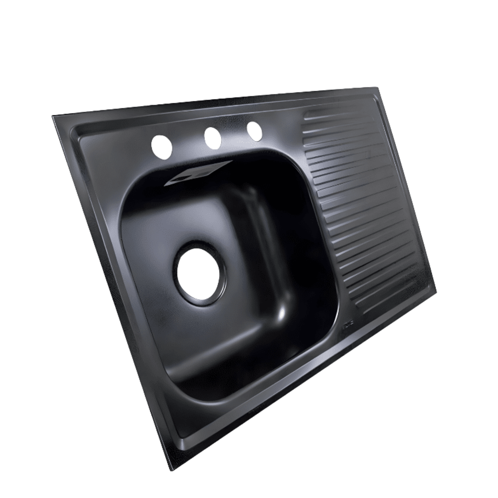 Tarja para Empotrar de 80x50cm en Negro Mate, Ideal para espacios modernos, Escurridor Derecho