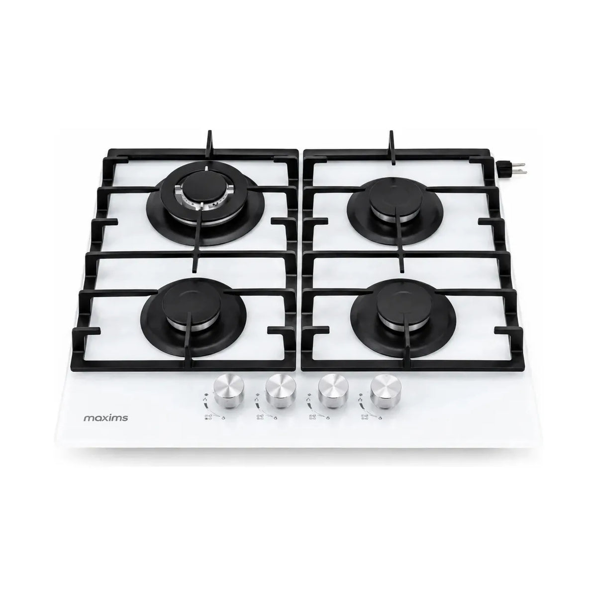 Parrilla de Gas Empotrable JZBS4WA, Cristal Mate Blanco, 4 Quemadores - 60cm x 51cm