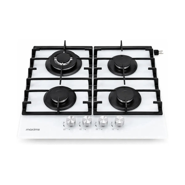 Parrilla de Gas Empotrable JZBS4WA, Cristal Mate Blanco, 4 Quemadores - 60cm x 51cm
